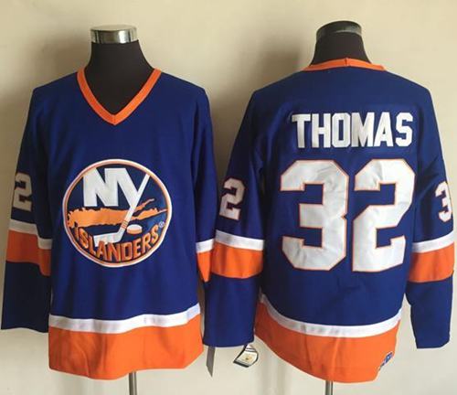 Islanders #32 Thomas Baby Blue CCM Throwback Stitched NHL Jersey - Click Image to Close